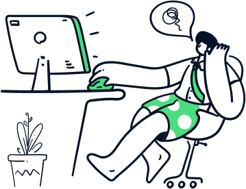 Illustration einer Person am Schreibtisch